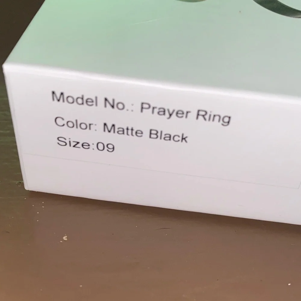 CONFIDEIN Smart Prayer Ring Matte Black Size 9 NWT